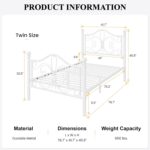 SHA CERLIN Twin Size Bed Frame for Kids,Metal Bed Frame with Butterfly Pattern Design Headboard & Footboard,No Box Spring Needed,Easy Assembly,White - Image 3