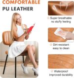 Sweetcrispy Dining Chairs Set of 4, Upholstered Mid Century Modern Kitchen Dining Room Accent Chairs with Faux Leather Cushion Seat & Metal Legs for Kitchen, Living Room - Brown - Image 5