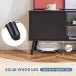 DUMOS TV Stand for 55 60 inch TV, Entertainment Center with Storage Cabinet, Mid Century Modern Media Console Table, Adjustable Hinge, Wooden Television Furniture for Living Room, Office - Black - Image 9