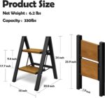 Taranta 2 Step Ladder,Aluminum Lightweight Folding 2 Step Stool with Anti-Slip Wide Pedal, 330lbs Capacity Step Ladder for Household,Kitchen,Office - BlackWoodgrain - Image 7