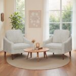 JUMMICO Corduroy Fabric Club Chair, Accent Barrel Chair, Furry Sherpa Elegant Armchair with Cozy Soft Padded, Suitable for Reception Room Bedroom Living Room Office (Beige) - Image 8