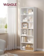 VASAGLE CUSTOS Collection - Bookshelf, 6-Tier Bookcase, Book Shelf, Open Storage Shelf, 9.4 x 23.6 x 63.3 Inches, for Living Room, Home Office, Dinning Room, Cloud White ULBC166T14 - Image 3