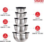 Vinod Cookware Stainless Steel Mixing Bowls with Lids - Heavy Duty Flat Bottom Stackable Mixing Bowl Set - Bowls for Meal Prep, Cooking, Mixing & Serve - Space Saving & Easy Clean - Set of 5 - Image 5