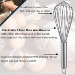 Whisks for Cooking, 3 Pack Stainless Steel Whisk for Blending, Whisking, Beating and Stirring, Enhanced Version Balloon Wire Whisk Set, 8"+10"+12" - Image 3