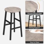 Bar Stools, Set of 2 Round Bar Chairs with Footrest, 24.4 Inch Kitchen Breakfast Bar Chairs, Industrial Bar Stools, Easy Assembly, for Dining Room, Kitchen, Greige BAHG0201Z - Image 7