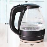 OVENTE Electric Kettle, 1.5L Borosilicate Glass Countertop Water Heater and Boiler for Coffee or Tea, BPA-Free, Auto Shut-Off, Boil-Dry Protection, Removable and Washable Spout Filter, Black KG83B - Image 7
