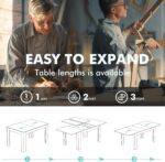 Extendable Dining Room Table for 6-10 Person, Plank and Beam Farmhouse Large Rectangular Kitchen Tables for Living Meeting Room (Black) - Image 7