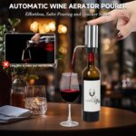 Electric Wine Opener Gift Set, Automatic Electric Wine Bottle Corkscrew Opener Rechargeable with Foil Cutter, Automatic Aerator, 2 Vacuum Stoppers for Home Bar Outdoor Parties, Stainless Steel - Image 5