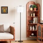 Modern Floor Lamp Simple Design with White Shade, Foot Pedal Switch, 60" Small Tall Lamps for Living Room Bedroom Office Dining Room Kitchen, Black Pole Lamp(Without Bulb) - Image 3