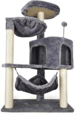 YUNIQUE Cat Tree with Cat Condo and Big Hammock, Grey - Image 3