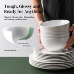 DOWAN 22 OZ White Ceramic Bowls Set of 4 - Perfect for Soup Bowls for Kitchen, Cereal Bowl, Ramen Bowl, Microwave Safe for Oatmeal, Fruit,Salad and Rice Bowl - Dishwasher & Microwave Safe - Image 6