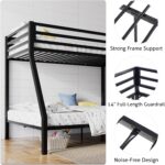SHA CERLIN Loft Bunk Bed Twin Over Full Size with Ladder and Guardrail,Heavy Duty Metal Slats Support No Box Spring Needed Small Space Saving Furniture for Bedroom Dorm,Black - Image 7