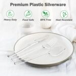 360 Count Extra Heavy Duty Clear Plastic Silverware, 150 Forks, 150 Spoons, 60 Knives, BPA-Free, Heat Resistant, Disposable Plastic Utensils Set, Plastic Cutlery Set, Plasticware Bulk - Image 4