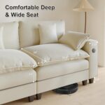 Modular Sectional Sofa, Cloud Couch with Ottoman, Charging Station, Throw Pillows, Cup Holders, Modern Convertible U Shaped Couches for Living Room, Bedroom and Apartment (White, 116"- U Shape) - Image 7