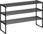 SONGMICS Shoe Rack, 3-Tier Shoe Organizer, Metal Storage Shelf, Upright or Upside Down, for 16-20 Pairs, Stackable, for Entryway, 11.8 x 36.2 x 21.7 Inches, Black ULSA303B02 - Image 2