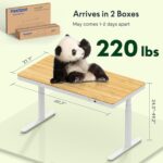 FLEXISPOT Q8 55" Bamboo Standing Desk, Dual Motor 3 Stages Adjustable Height Electric Computer Workstation w/Wireless Charging, Drawer, Quick Install, 220lbs Capacity (Bamboo Tabletop + White Frame) - Image 3