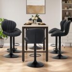 COLAMY Bar Stools Set of 4, Modern Swivel Bar Chairs, Adjustable Faux Leather Upholstered Barstools Counter Height with High Backrest for Bar, Kitchen Island, Dining Room, Black - Image 7