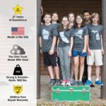 C&N Footlockers - Full-Size Happy Camper Trunk w/Wheels - #1 Summer Camp Trunk - Made in the USA - Steel Footlocker with Lid Stay - 32 x 18 x 13.5 Inches (Mint) - Image 4