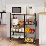 HapiRm Rolling Kitchen Microwave Cart - 4 Tier Microwave Table Stand with Pull-Out Baskets, Coffee Bar Baker's Rack with Wheels Rolling Storage Cart Organizer Shelf for Living Room Office, Balcony - Image 2