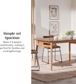 Walker Edison Mid-Century Modern Solid Wood Tapered-Leg Dining Table, 59 Inch, Walnut - Image 6