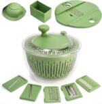 SUSTEAS Salad Spinner Large, Vegetables Wash Bowl, Fruits & Herb Lettuce Dryer with 5 Blade Slicer Egg Yolk Strainer Shredder for Efficient Salad Preparation and Food Washing, 4.25Qt - Image 2