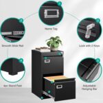 SISESOL 2 Drawer File Cabinet with Lock,Narrow Vertical Filing Cabinet,Under Desk File Cabinets,Black Metal File Cabinets for Home Office,Fit Letter Size,Files Folder,Easy Assemble - Image 6