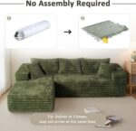 Cloud Sectional Couch with L-Shape Chaise,Modern Modular Sofa with Deep Seat, Upholstered Couches with Left Facing Chaise for Living Room Bedroom, No Assembly Required, Green (Plush Corduroy Fabric) - Image 7