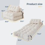 MAXYOYO Folding Sofa Bed, Convertible Sleeper Chair with Pillow Foldable Mattress with Back Support, Portable Fold Out Chair Bed Comfy Floor Sofa Lounge for Living Room Bedroom, Beige, Single - Image 3