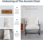 MAXYOYO Accent Chair, Sherpa Arm Chair for Living Room, Mid Century Modern Accent Chairs, Boucle Reading Bedroom Chair, Teddy Armchair, Wooden Arms Metal Frame - Image 6