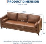 GAOMON 81" Leather Sofa, Mid Century Modern Deep Seat Couch, Upholstered Cushion&Removable Cover, Brown PU Couch, 3 Seat Sofa for Living Room, Office, Brown - Image 4