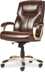 Amazon Basics Executive High Back Office Desk Chair, Adjustable Height, Tilt, Swivel, One Size, Brown/Gold - Image 7