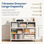 DUMOS TV Stand Dresser for Living Room Bedroom with 7 Fabric Drawer, Entertainment Center Chest Storage Organizer Units for Clothing, Closet, Cabinet, Living Room Furniture, White - Image 5