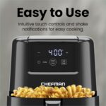 CHEFMAN 2 Qt Mini Air Fryer – Digital Space-Saving Compact Air Fryer with Nonstick and Dishwasher Safe Basket, Quick & Easy Meals in Minutes, Features Digital Timer and Shake Reminder – Black - Image 6