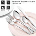 Pleafind 72-Pieces Silverware Set for 12, Flatware Set with Steak Knives, Stainless Steel Cutlery Set, Include Forks Spoons and Knives Set, Dishwasher Safe Utensil Sets for Home Restaurant - Image 5