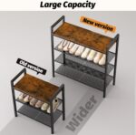 Shoe Rack for Front Door Entrance, 4 Tier Shoe Rack for Entryway, 12-16 Pairs of Shoes, Metal Shoe Rack Organizer, Free Standing Shoe Rack for Closet (Black+Rustic Brown) - Image 6