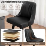 Counter Height Swivel Bar Stool, 24" Upholstered PU Leather Barstools Set of 4, Counter Stool Chair with Back & Solid Wood Legs for Kitchen Island Dining Room (Black) - Image 4