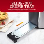 Elite Gourmet ECT-3100 Long Slot 4 Slice Toaster, Reheat, 6 Toast Settings, Defrost, Cancel Functions, Built-in Warming Rack, Extra Wide Slots for Bagels & Waffles, Stainless Steel & Black - Image 9