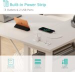 Lufeiya White L Shaped Computer Desk with Drawers & Storage Shelves, 47 Inch Corner Reversible Desk with Power Outlet for Home Office Bedroom, L-Shaped Teen PC Desks with Fabric Drawer, White - Image 7