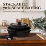 KIKCOIN 20 Pcs Pots and Pans Set Non Stick, Detachable Handle Cookware Sets Nonstick, Non Toxic Induction RV Kitchen Cooking Set with Removable Handles, Dishwasher/Oven Safe, Easy Clean (Black) - Image 8