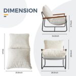 MAXYOYO Accent Chair, Sherpa Arm Chair for Living Room, Mid Century Modern Accent Chairs, Boucle Reading Bedroom Chair, Teddy Armchair, Wooden Arms Metal Frame - Image 3