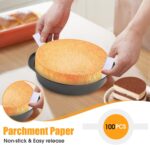 8" Round Cake Pan, 3PCS Nonstick Cake Pans with 100 PCS Parchment Paper, Carbon Steel Cake Baking Pans with Handle, Dishwasher Safe - Image 4