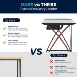 Flash Furniture Jude Tempered Glass Computer Desk with Pull-Out Keyboard Tray and Crisscross Frame, Small Computer Desk for Home Office, Cherry/Clear - Image 9