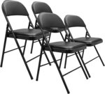 Amazon Basics Comfortable Vinyl-Padded Metal Steel Folding Chairs, Black, 4-Pack - Image 2