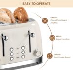 4 Slice Toaster Roter Mond Retro Stainless Steel with Bagel Defrost Cancel Function, 6 Browning Settings, Extre Wide Slot and Removable Crumb Tray, Cream, ST033 - Image 5