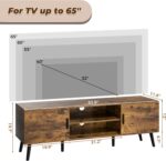 SUPERJARE TV Stand for 55 Inch TV, Entertainment Center with Adjustable Shelf, 2 Cabinets, TV Console Table, Media Console, Solid Wood Feet, Cord Holes, for Living Room, Bedroom, Rustic Brown - Image 8