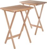 Winsome Alex Set of 2 Foldable Snack Tables, for Living Room, 26", Natural - Image 5