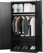Letaya Metal Wardrobe Cabinets with Lock,Clothing Locker 72" X 36" X 18" Storage Cabinets for Home Room,Fire Department, School, Employee,Gym,Government (Black) - Image 2