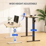 FLEXISPOT EN1 One-Piece Solid Wooden Standing Desk 55 x 24 Inches Height Adjustable Electric Sit Stand Home Office Desks (White Frame + Rubber Wood Top, 2 Packages) - Image 8