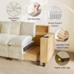 Modular Sectional Sofa, Cloud Couch with Ottoman, Charging Station, Throw Pillows, Cup Holders, Modern Convertible U Shaped Couches for Living Room, Bedroom and Apartment (White, 116"- U Shape) - Image 6