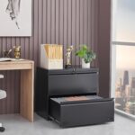 2 Drawer File Cabinet, File Cabinets for Home Office, Printer Stand, File Cabinet with Lock, Lateral Filing Cabinet for A4/Letter/Legal Size File Folders, Assembly Required(Black) - Image 9